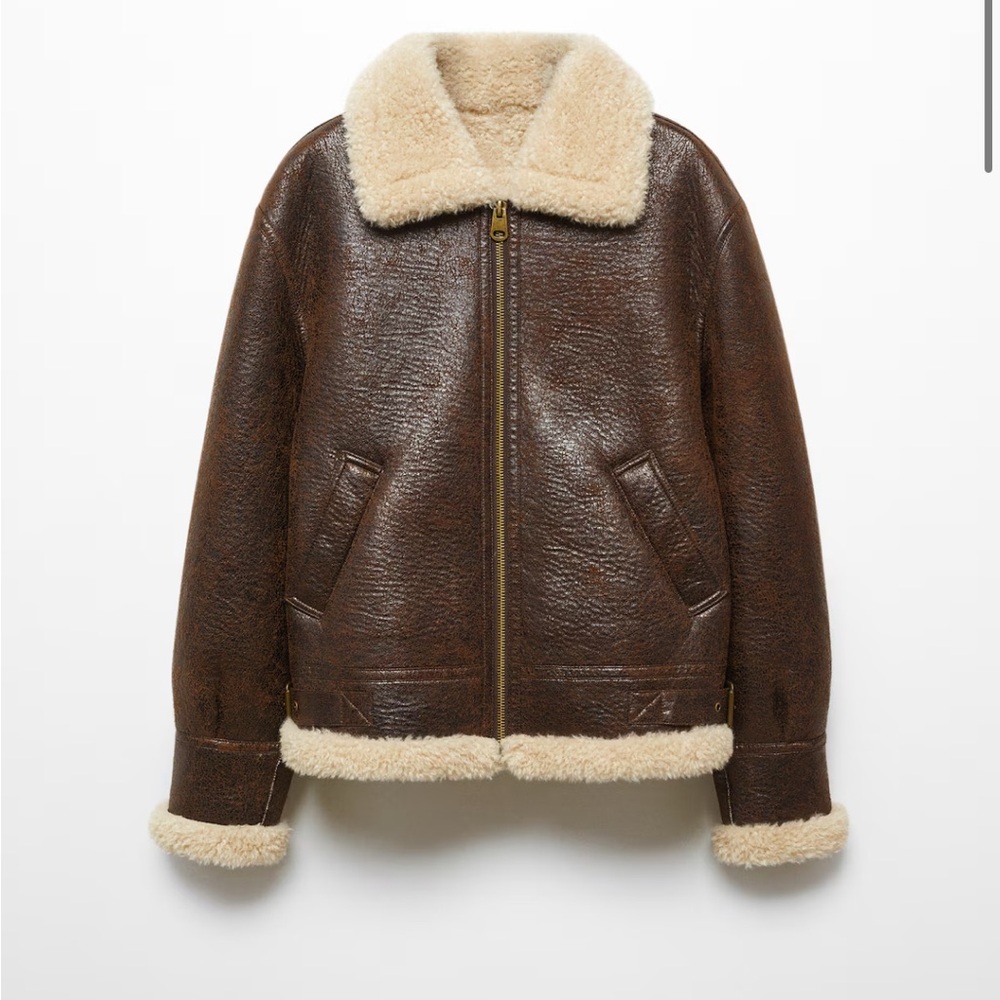 MANGO VINTAGE-EFFECT SHEARLING JACKET